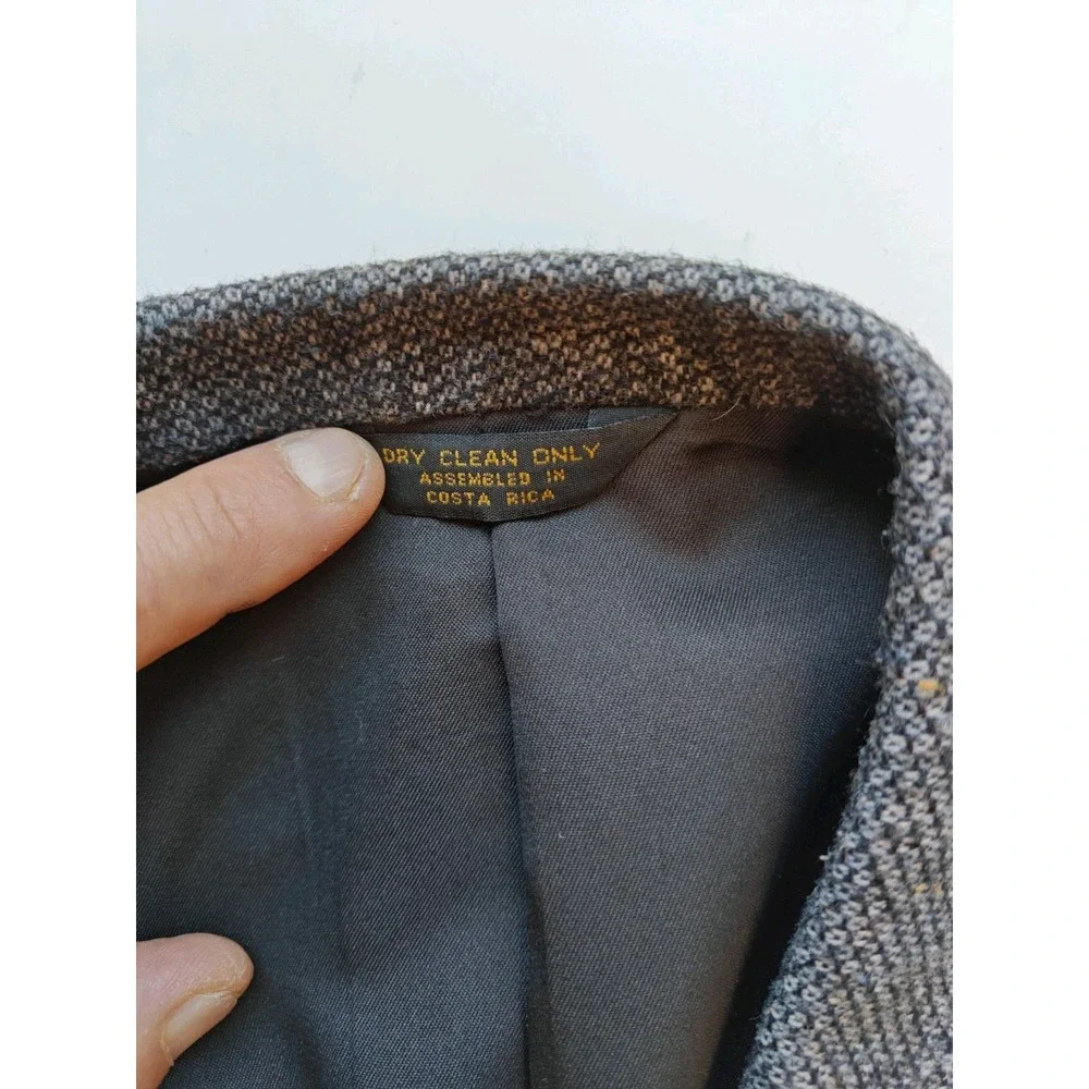 Farah Vintage Mens Tweed Sport Coat 42R Charcoal Gray Single Breasted Blazer